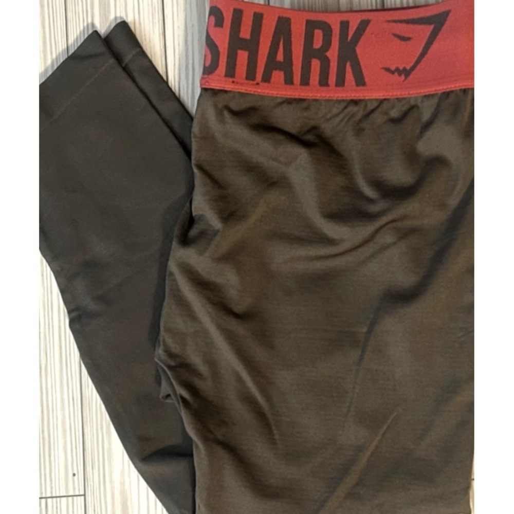 Gymshark SMALL Gray/Pink cropped‎ Leggings Logo Waistband Gym Fitness Athleisure